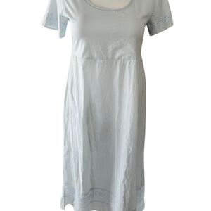 NWT Soft Surroundings XS Short Sleeve Nightgown Baby Blue‎ Eyelet 100% Cotton